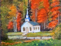 (image for) Autumn Church Painting by Larry Morganti