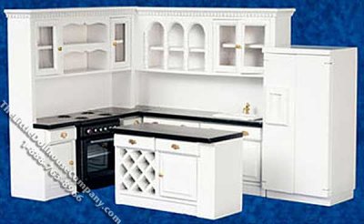 (image for) Dollhouse Scale Model 4 Piece White Kitchen Set