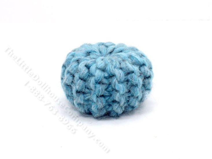(image for) Miniature Blue Yarn Ottoman for Dollhouses
