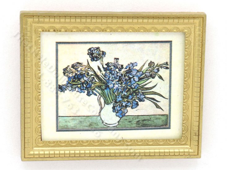 (image for) Vintage Miniature Replica Van Gogh's Irises Painting
