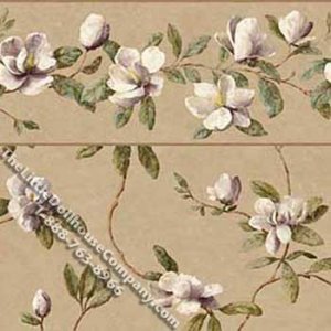 (image for) Beige Magnolia Vine Pattern Miniature Wallpaper for Dollhouses