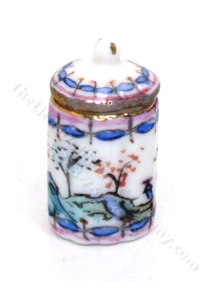 (image for) Miniature Tall China Jar with Lid for Dollhouses