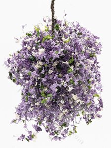 (image for) Miniature Purple Petunia Hanging Basket For Dollhouses