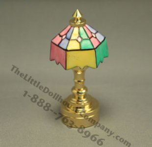 (image for) Miniature Tiffany Brass Table Lamp