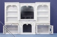(image for) Miniature White Wall Unit with Fireplace for Dollhouses