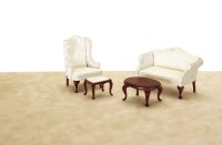 (image for) Dollhouse Miniature Small Q.A.Living Room (4pc) White
