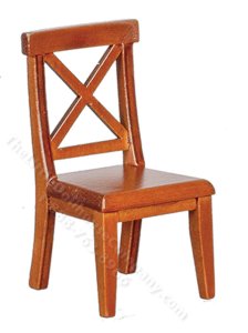 (image for) Dollhouse Scale Model Walnut Cross Buck Chair