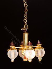 (image for) 1:48 Scale Miniature 3V Four Arm Downward Globe Chandelier for Dollhouses - Amethyst