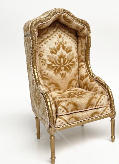 (image for) Miniature Gold Upholstered Porter Chair for Dollhouses