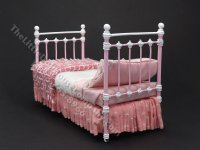 (image for) Miniature Wrought Iron Twin/Single Bed for Dollhouses - Pink