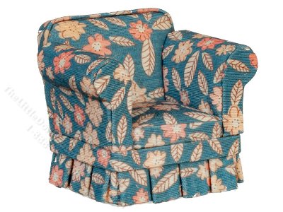 (image for) Miniature Country Style Overstuffed Armchair - Blue
