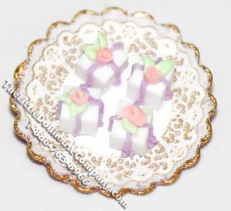 (image for) Dollhouse Scale Model Plate of Vanilla Petit Fours