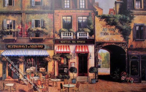 (image for) Paris Street Scene #1 Miniature Mural for Dollhouses