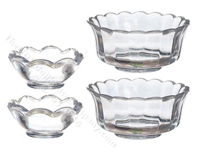 (image for) Set of 4 Miniature Clear Bowls for Dollhouses