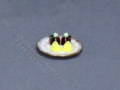 (image for) Dollhouse Scale Model Plate of Chocolate Easter Petit Fours