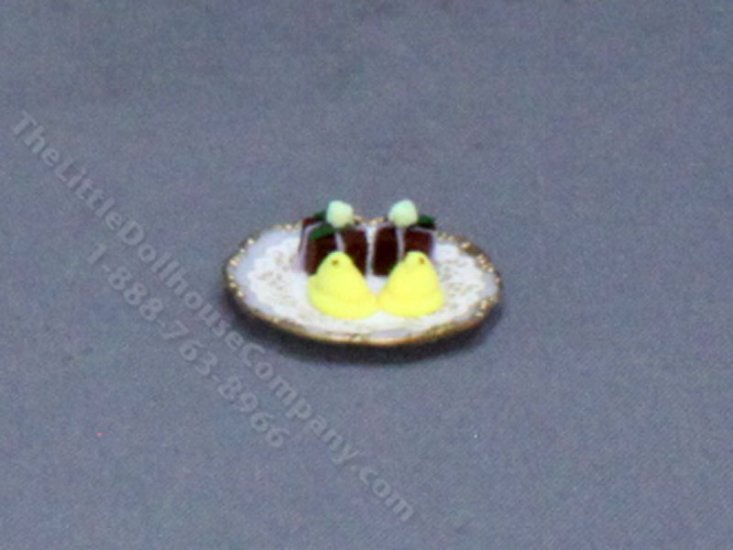 (image for) Dollhouse Scale Model Plate of Chocolate Easter Petit Fours