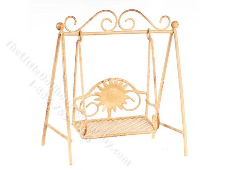 (image for) Miniature Children's Swing Set for Dollhouses - Tan