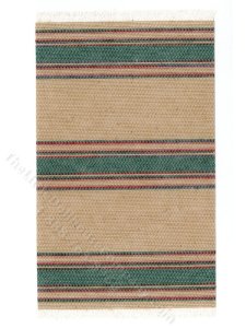 (image for) Miniature Woven Beige and Blue Stripe Rug for Dollhouses