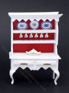 (image for) 1/18th Scale White China Hutch for Dollhouses