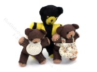 (image for) Miniature Set of Three Teddy Bears for Dollhouses