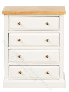 (image for) Miniature White Side Cabinet for Dollhouses