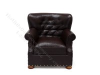 (image for) Miniature Brown Leather Churchill Chair for Dollhouses