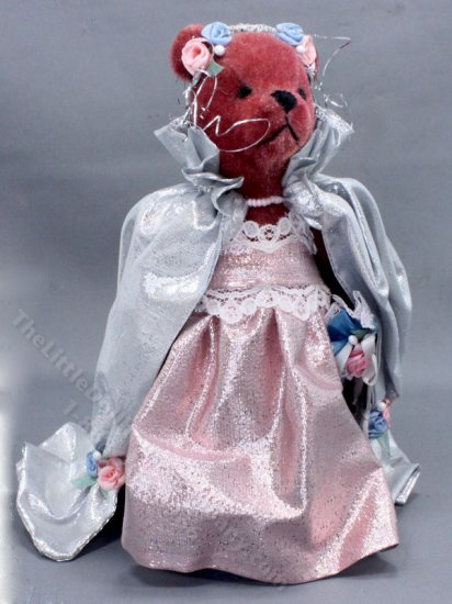 (image for) Vintage Miniature Bear in a Metallic Dress for Dollhouses