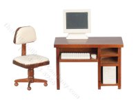 (image for) Miniature Computer Desk for Dollhouses - Walnut