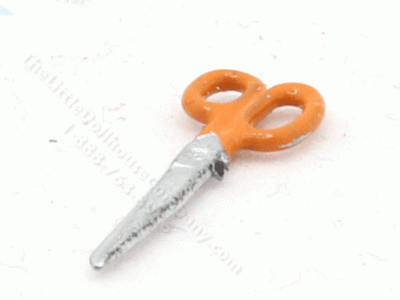 (image for) Miniature Orange Handle Scissors for Dollhouses