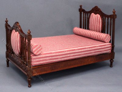 (image for) Miniature Walnut Daybed for Dollhouses