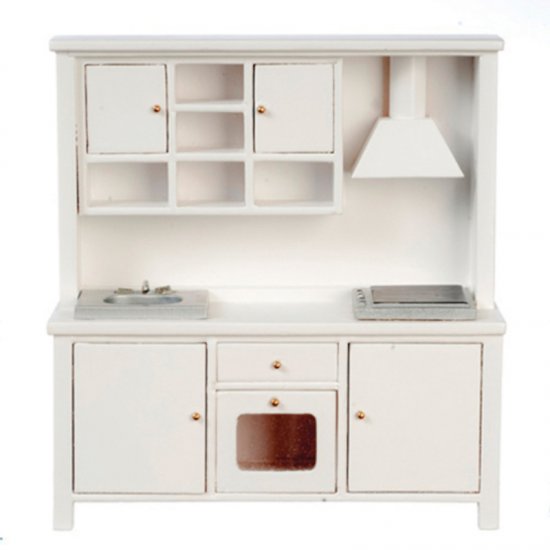 (image for) Miniature White Sink Stove and Cabinet For Dollhouses