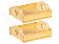 (image for) Miniature Set of 2 Wooden Trays for Dollhouses
