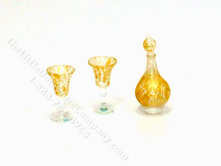 (image for) Miniature Gold Crackle Decanter Set