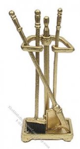 (image for) Miniature Gold Fireplace Set, 4 Pieces For Dollhouses