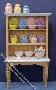 (image for) Miniature Oak Hutch w/Accessories By Barb for Dollhouses