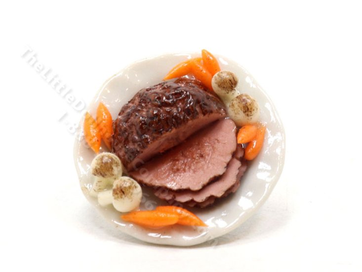 (image for) Miniature Roast Beef Platter for Dollhouses