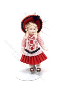 (image for) Porcelain Doll in Red and White Dress