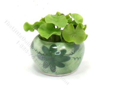(image for) Miniature Potted Plant with Frog for Dollhouses