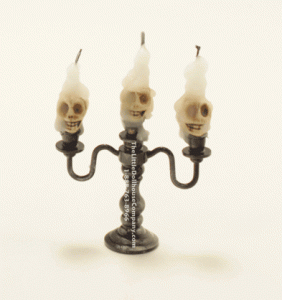 (image for) Miniature Skull Candle Halloween Candlebra for Dollhouses