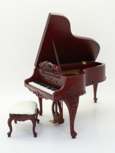 (image for) Miniature Mahogany Grand Piano for Dollhouses