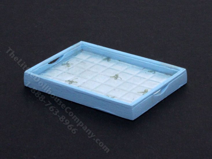 (image for) Miniature Blue Tiled Tray for Dollhouses
