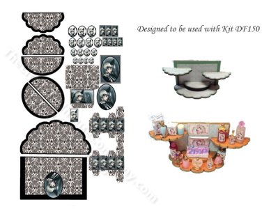 (image for) Miniature Damask Perfume Shelf Decorator Sheet for Dollhouses