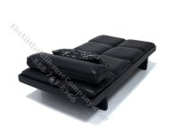 (image for) Miniature Black Leather Day Bed/Lounge Chair w/ Script Accent Pillow by PRD Miniatures