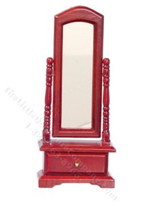 (image for) Miniature Mahogany Standing Mirror for Dollhouses