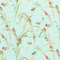 (image for) Song Birds On SkyBlue Pattern Miniature Wallpaper for Dollhouses