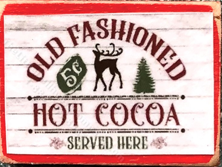 (image for) Miniature "Old Fashioned Hot Cocoa" Sign for Dollhouses