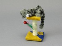 (image for) Miniature Cat w Scratching Post by Sue Wilkes - Shoebutton Bears