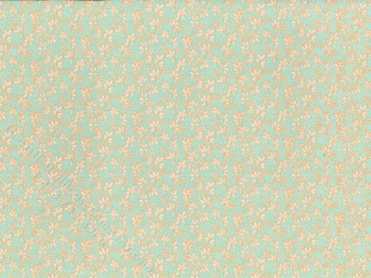 (image for) Dollhouse Scale Model Wallpaper - Teal Leaf