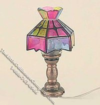 (image for) 1/2 Scale 12v Tiffany Style Table Lamp for Dollhouses