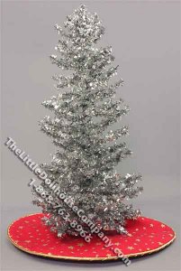 (image for) Miniature Silver Coloured Christmas Tree w/Skirt for Dollhouses